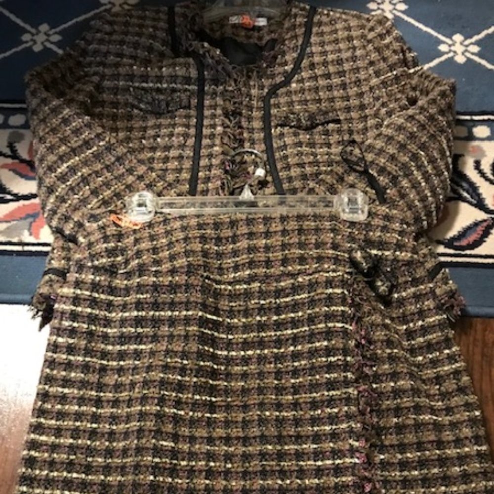 2-Piece Women's Basketweave Patterned Skirt Suit